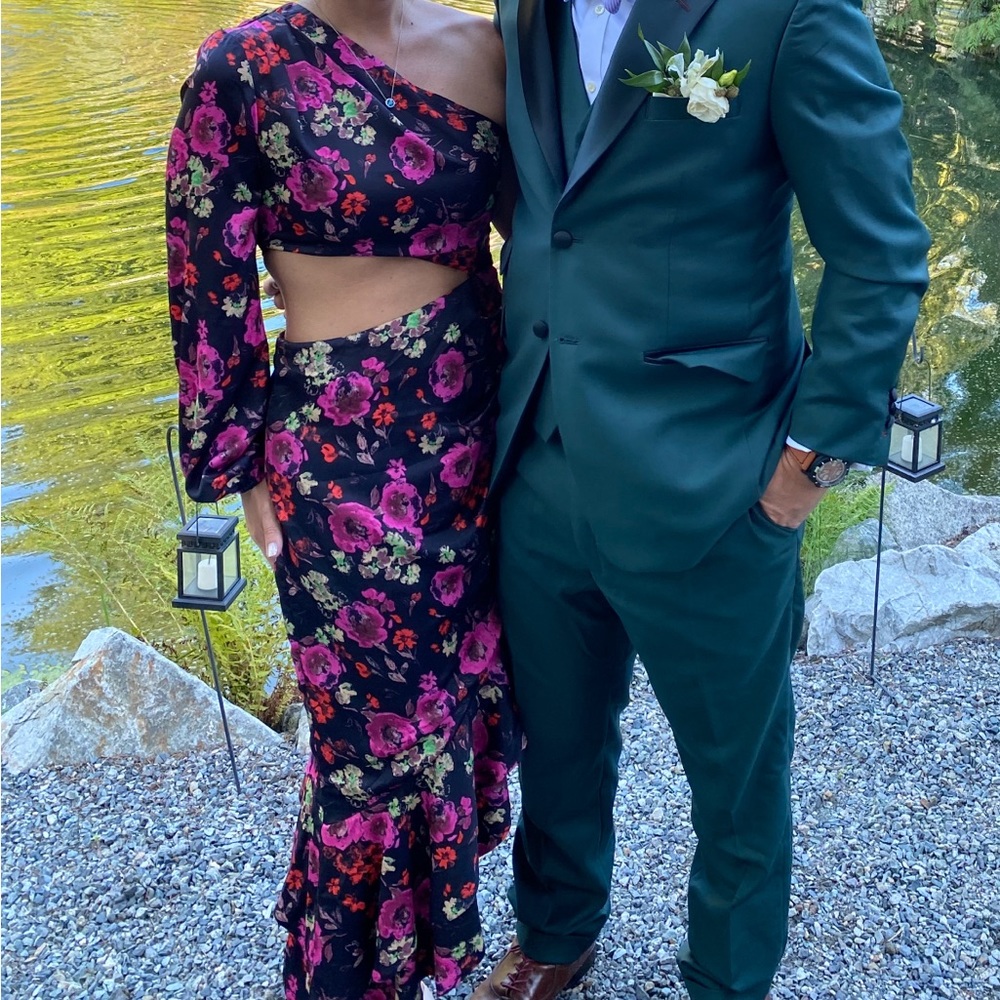 Vici Satin Floral cutout midi dress